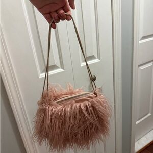 Chic Pink Feathered Women's Bag Zara